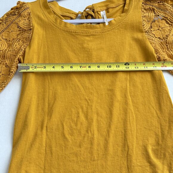 Anthropologie Shirt Womens Small Lace Crochet Puff Sleeve Boho Tie Back Top - Picture 7 of 7